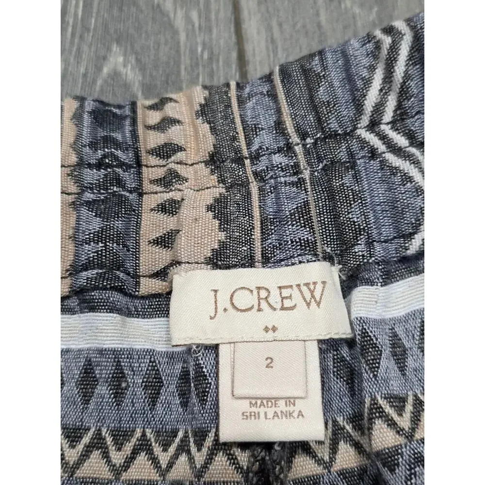 J. Crew Shorts cotton Size 2 Boho Tribal Western Pull On Summer A006017